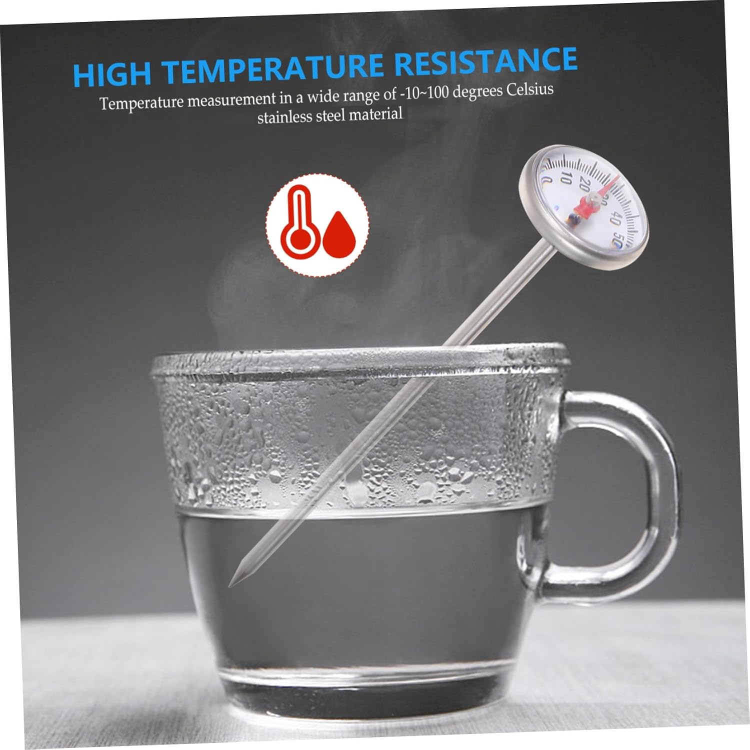 Stainless Steel Kitchen Thermometer for Cooking Water and Accurate Digital Probe for Food Measurement for Home and Outdoor Use