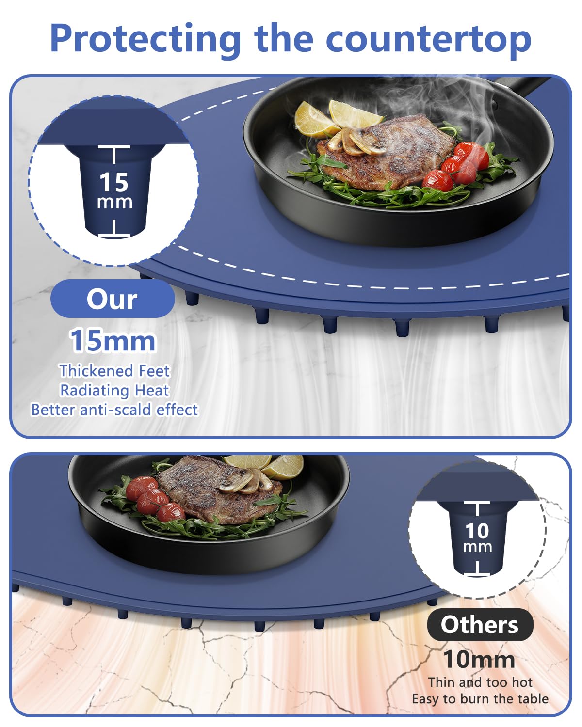 Warming Mat for Food with Adjustable Temperature Timer,10S Fast Heating Silicone Food Warmers for Parties Buffet and Home Daily,Food Warming Mat with Insulating Pad Raised Feet Protects Table