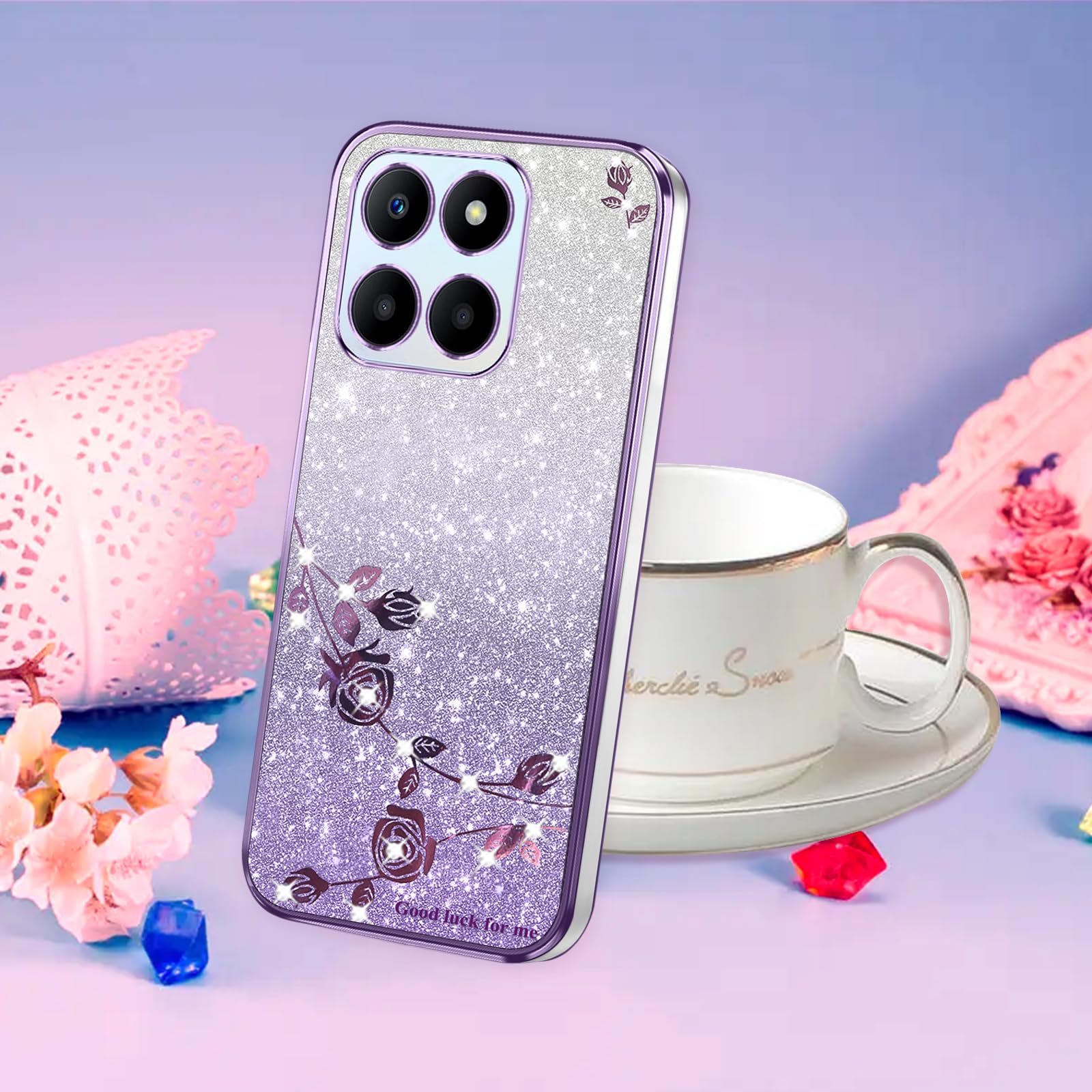 Yarxiawin Compatible pour Coque Honor 70 Lite 5G Silicone Case Glitter