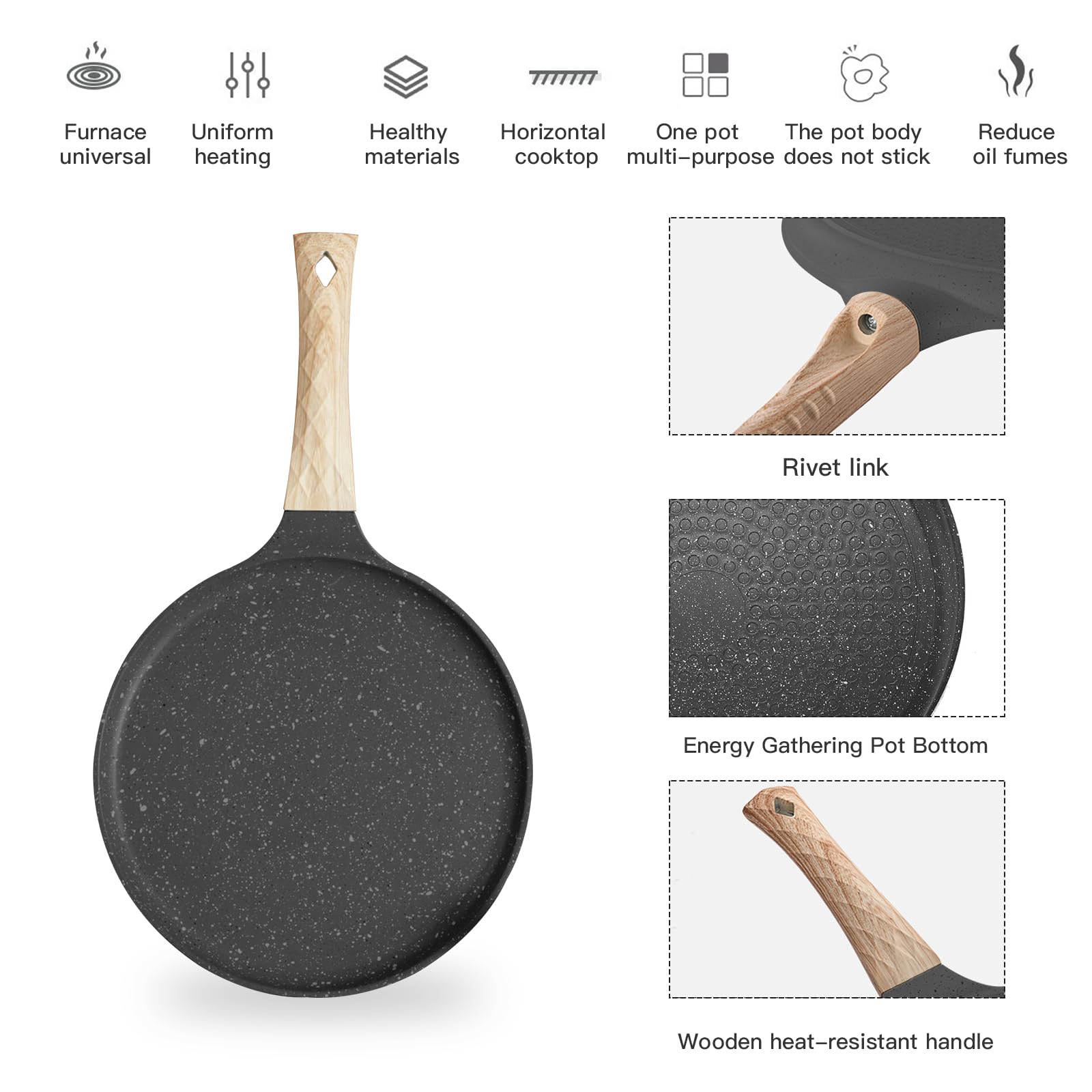 Padella Per Crepes 20cm Antiaderente - Con Distributore Massa, Compatibile Induzione - Foto 5