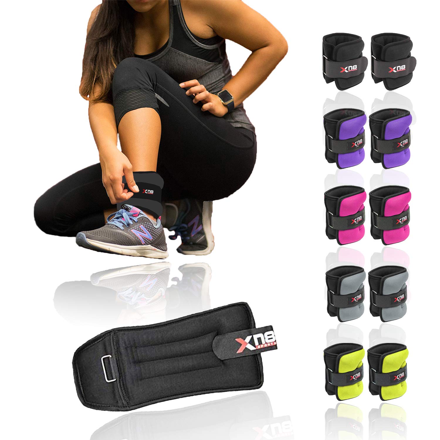 Xn8 Sports Neoprene Ankle Weights Black Pink Adjustable Resistant Leg Wrist Strap Running Gym Training Exercise