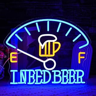 I Need Beer Neon Sign for Wall Decor Beer Neon Light Dashboard LED Neon Sign Beer Foam LED Neon Light for Bedroom Bar Wine Cellar Restaurant Hotel Decoration(16.1"*12.9")