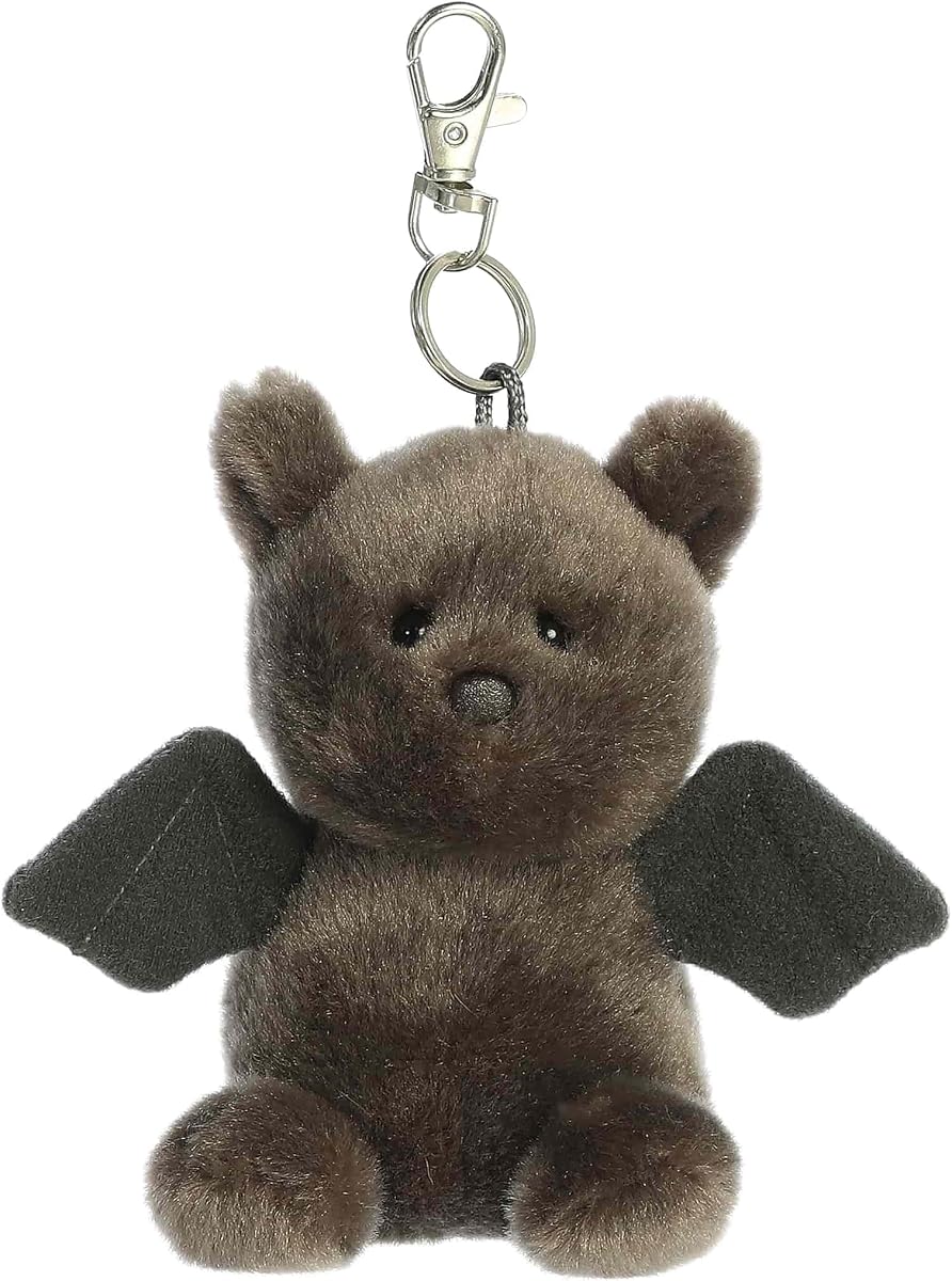 Aurora® Adorable Palm Pals™ Luna Bat™ Clip-On - Divertido peluche coleccionable para coleccionistas de niños y adultos - Perfecto para decorar habitaciones y regalos de cumpleaños - Negro 4 pulgadas