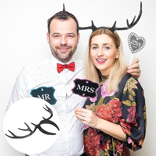 Miniatura 6 de Lurrose Diadema gótica de cuerno de ciervo con cuernos de ciervo, para disfraz de cosplay, para Halloween, Navidad, fiesta de cosplay