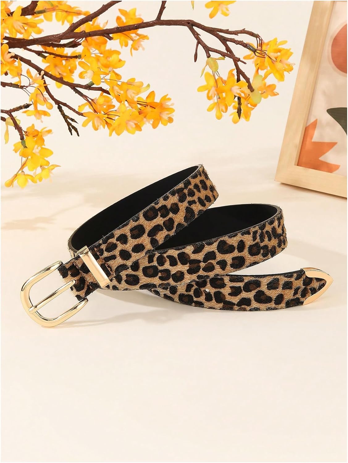 GORGLITTER Women's Leopard Belts Cheetah Western Cowgirl Country Faux Leather Belts Trendy