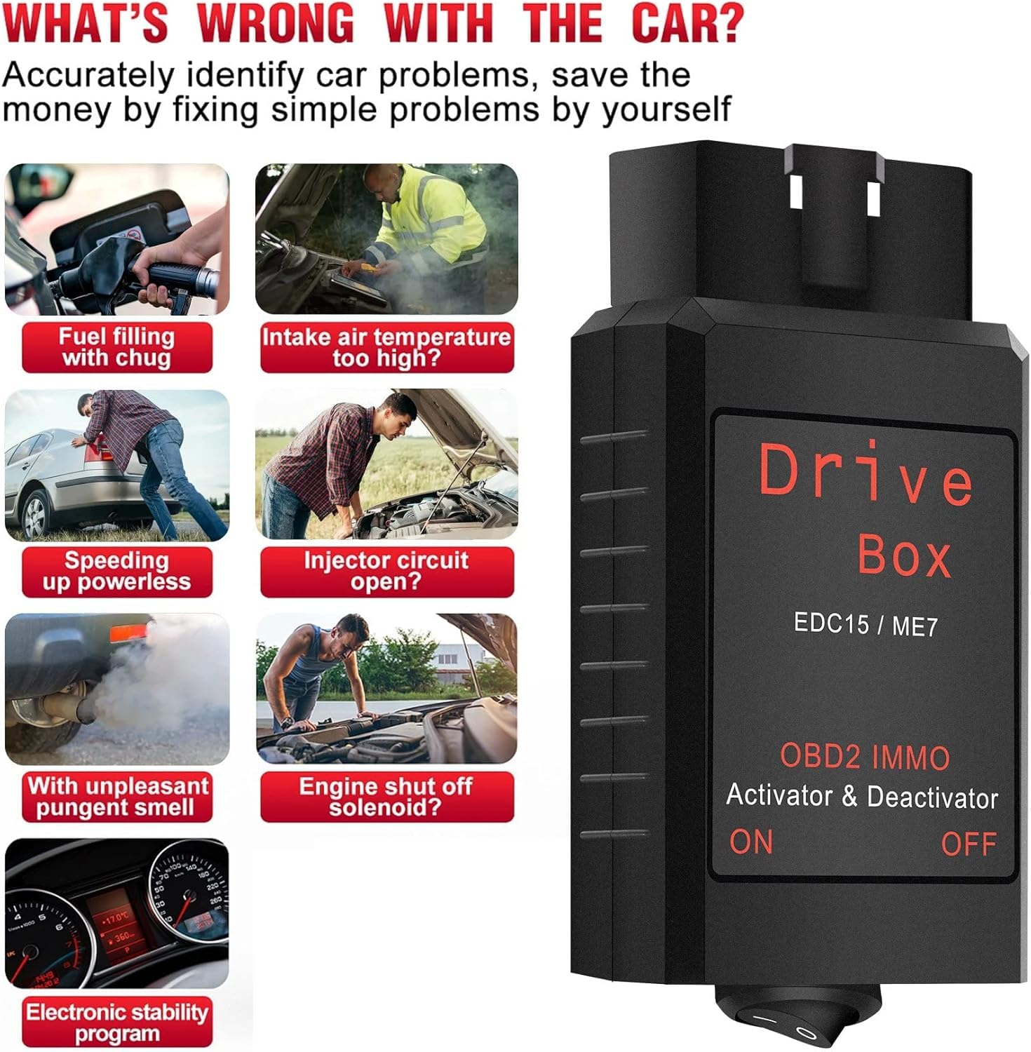 POTRZEBNY Boîte de Transmission EDC15/ME7 OBD2 IMMO Désactivateur Activat OBD2 Boîte d'entraînement IMMO Désactivateur