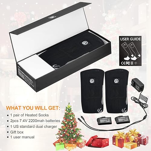 Miniatura 7 de Calcetines calefactables para hombres y mujeres, calcetines eléctricos térmicos alimentados por batería para pies fríos, camping, caza, invierno