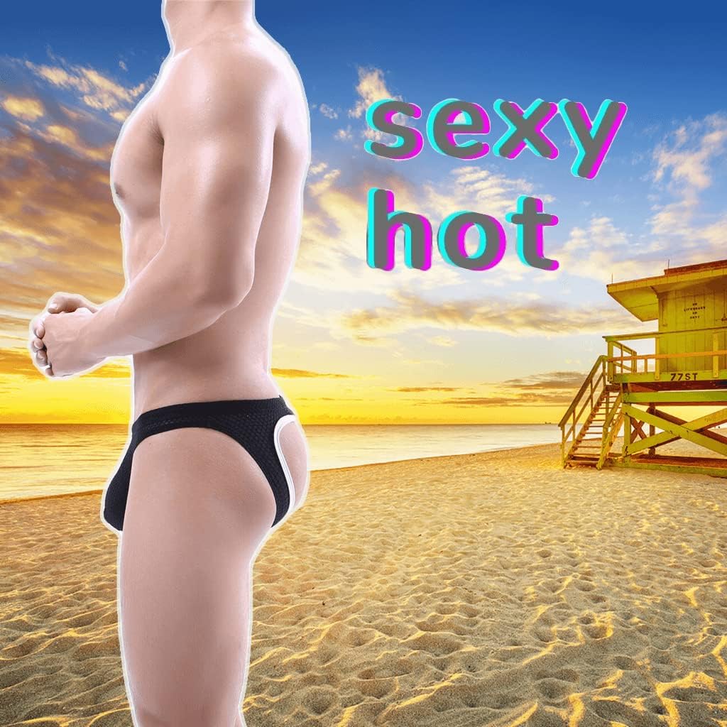 Men's Sexy Jockstrap Underwear Thong Mesh Bikini Briefs with Enhancing Pouch See through Underpants Low Rise Panty - Image 8