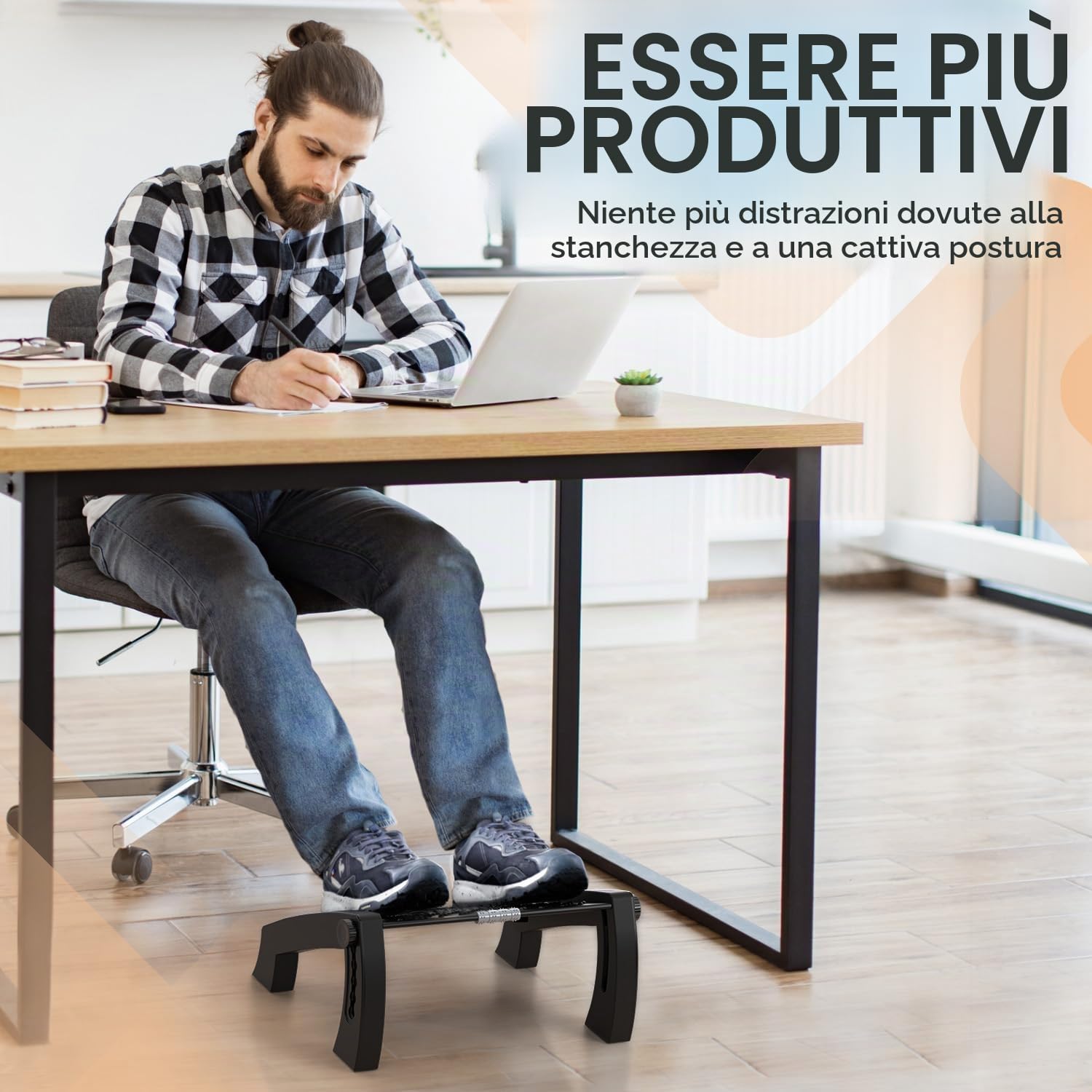 ACROPAQ Poggiapiedi - Poggiapiedi ergonomico con altezze regolabili e funzione di massaggio rilassante per il comfort in ufficio - AF005