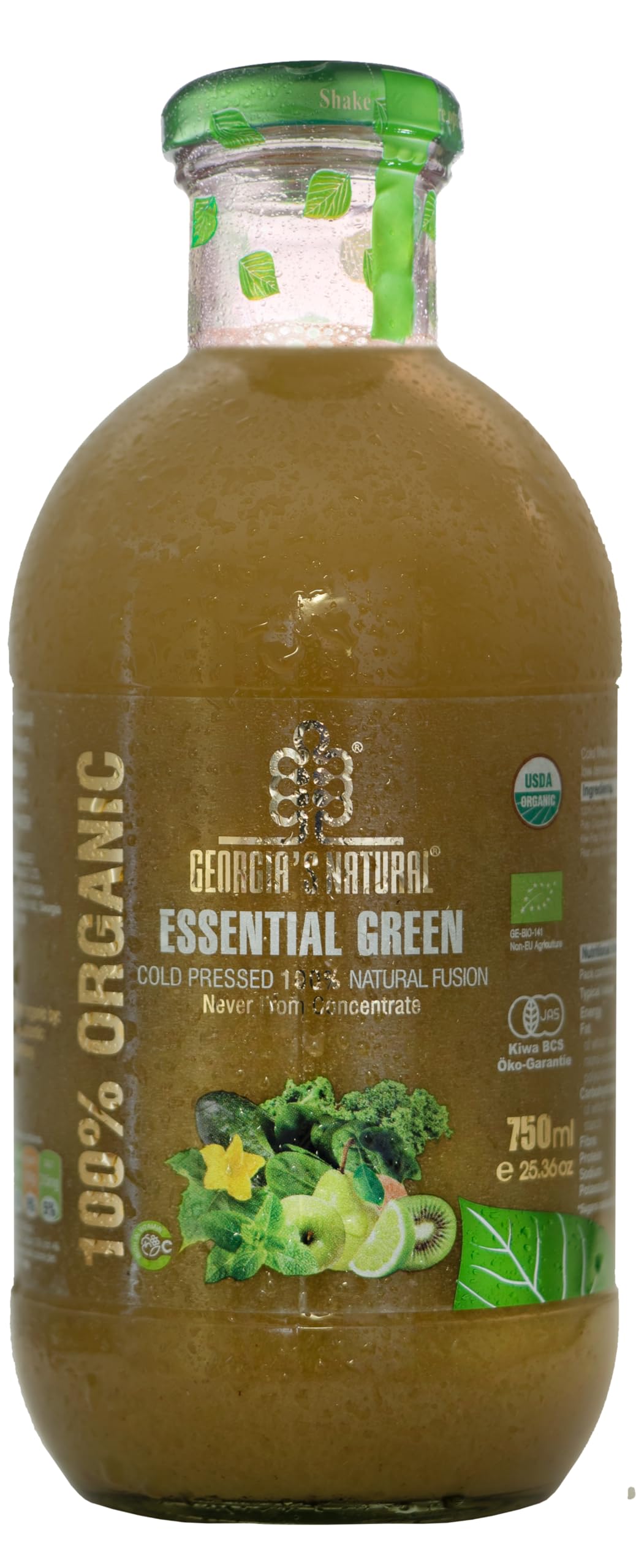 Georgia's Natural 100% Organic Cold Pressed Essential Green Juice, 750 Ml