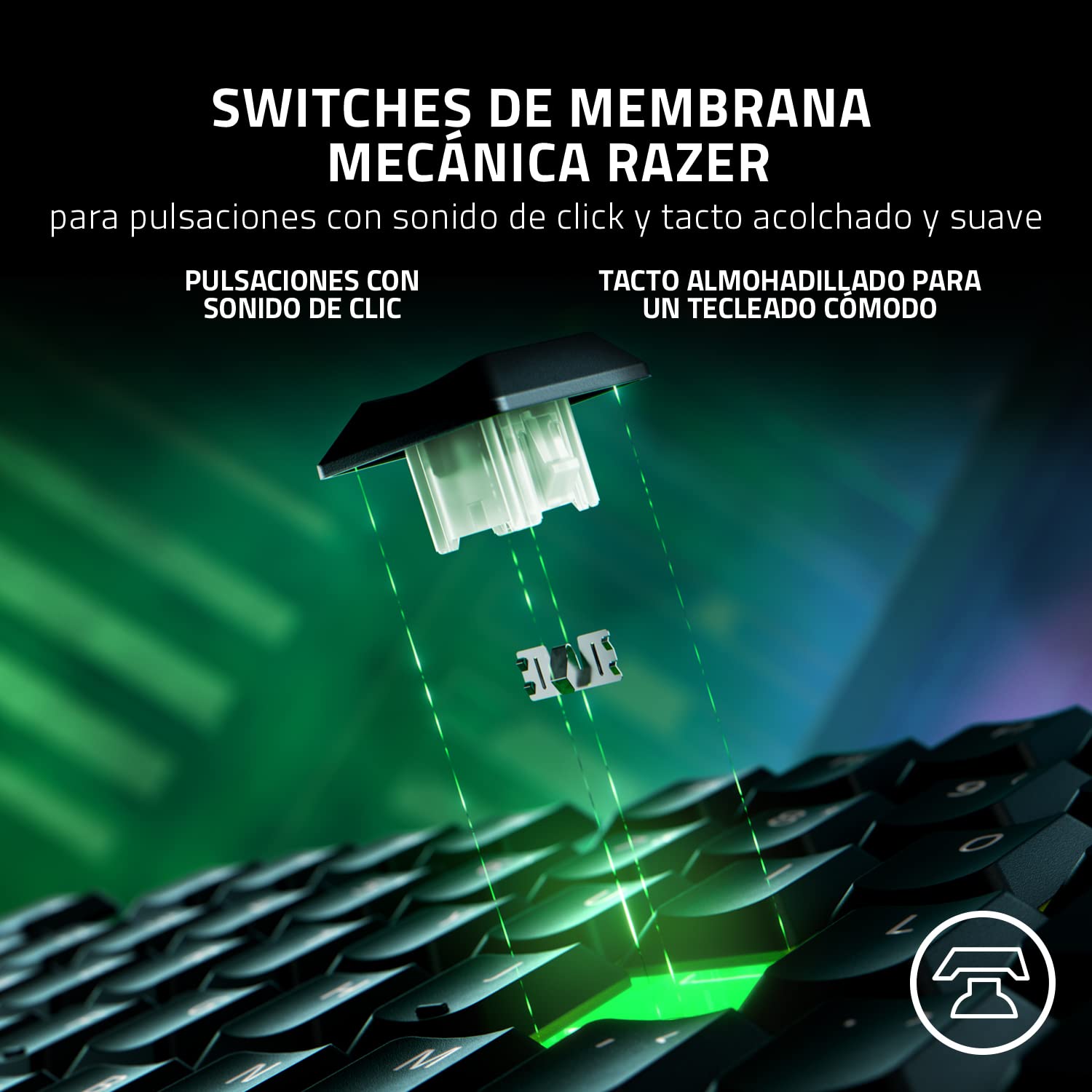 Razer Ornata V3 - Teclado para Juegos de Perfil Bajo (Interruptor Híbrido de Membrana Mecha, Teclas Recubiertas de UV, Reposamuñecas Magnético Suave al Tacto, RGB Chroma) QWERTY Teclado ES | Negro