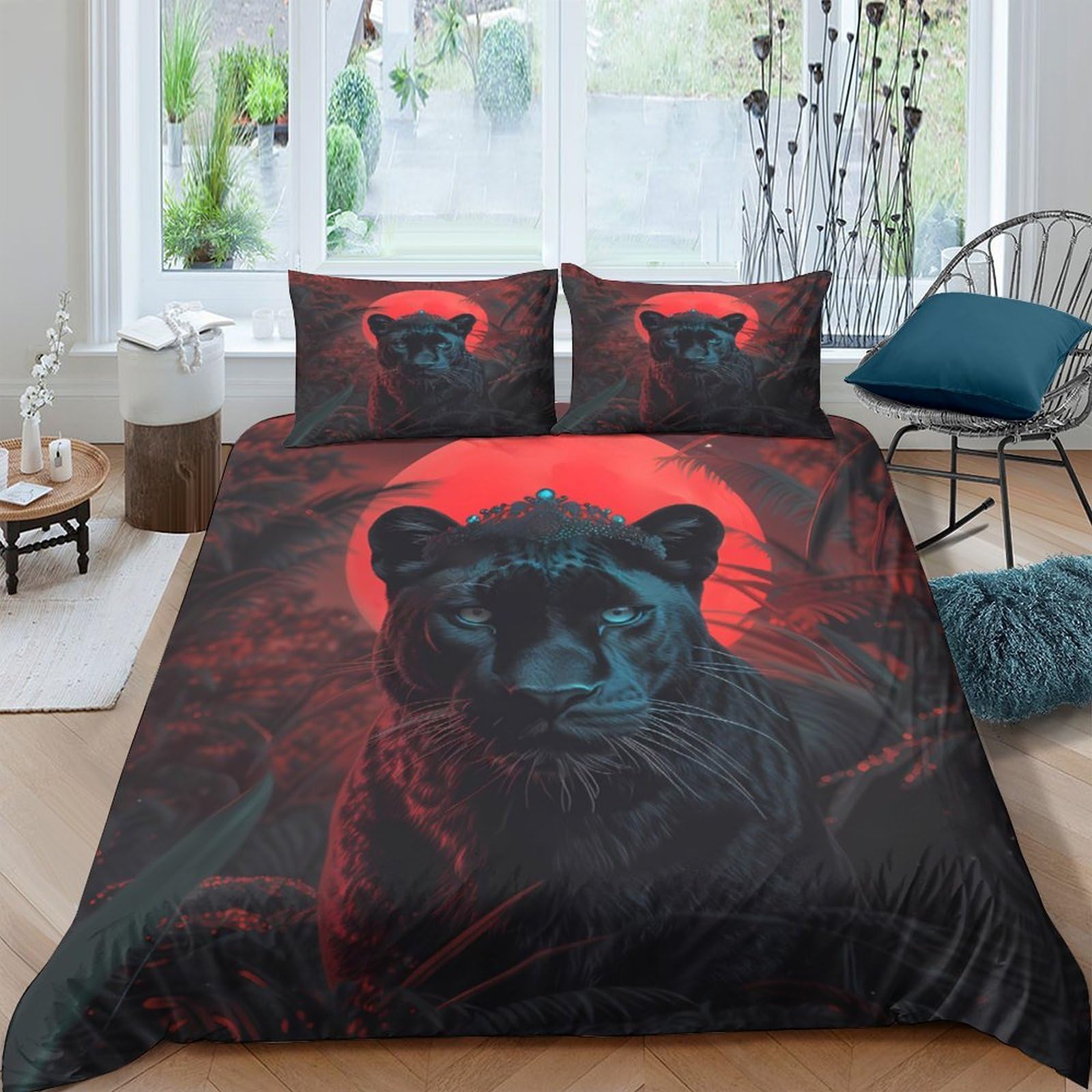 Ctjqhvkz Style-9 3D Printed Black Panther Fitted Sheet Microfiber Red Sun Bed Cover Anti-Slip Machine Washable Bedroom Decor Single（135X200cm）