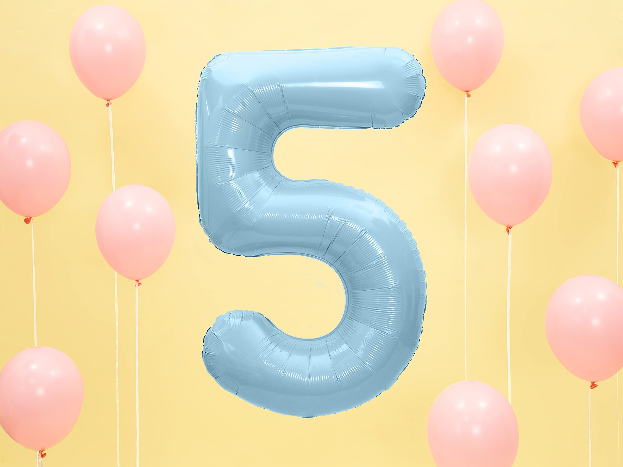 Folienballon Nummer 4 In Hellblau – Ca. 86 Cm Groß, Für Geburtstag, Hochzeit & Partys, Mit Helium Schwebefähig