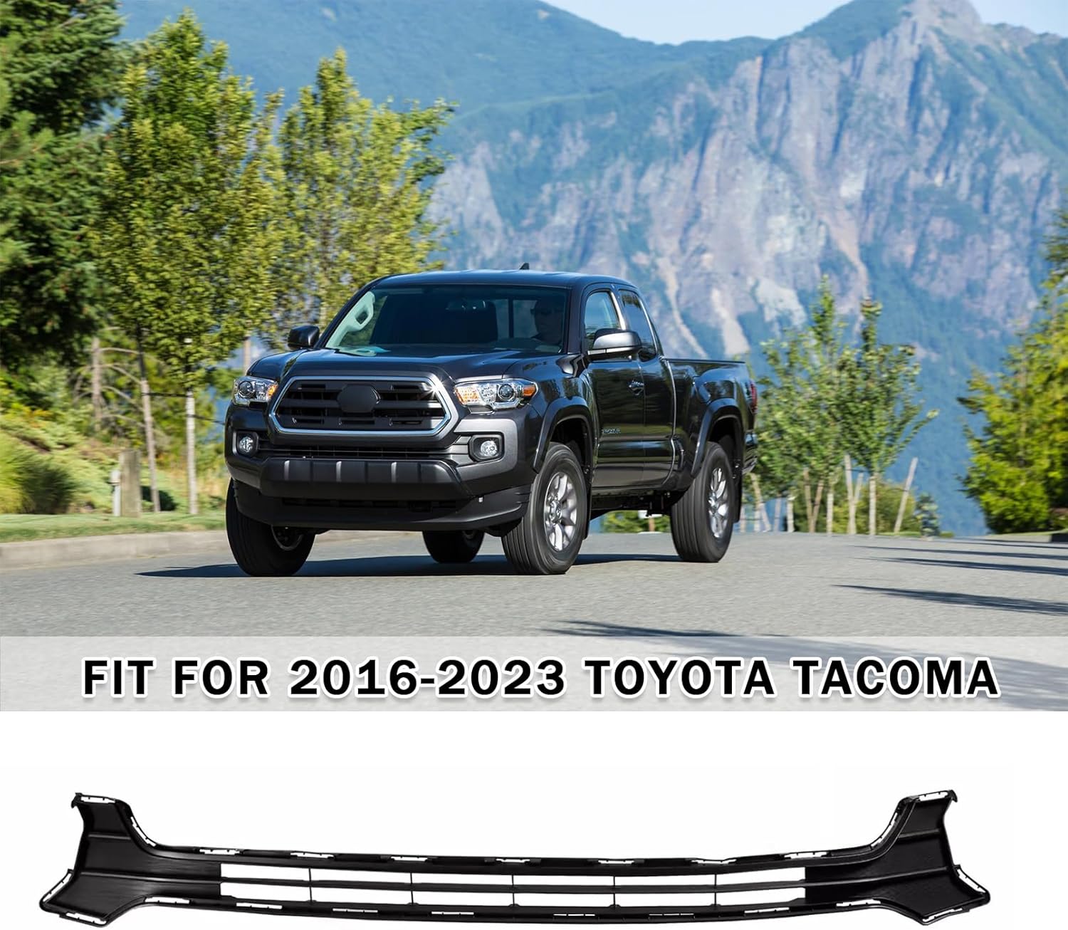 Front Bumper Lower Grille Grill Tacoma Black Grill Compatible with 2016-2023 Toyota Tacoma Pickup 4-Door Replacement For 5311204050 TO1036168