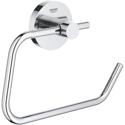 GROHE 40689001 Essentials Wall-Mounted Toilet Paper Holder, Starlight Chrome