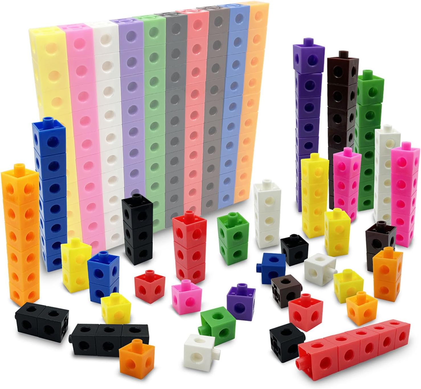 Linking Cubes - 100 Colorful Handheld Blocks, Interactive Educational Tool for Kids, Enhances Mathematical Skills