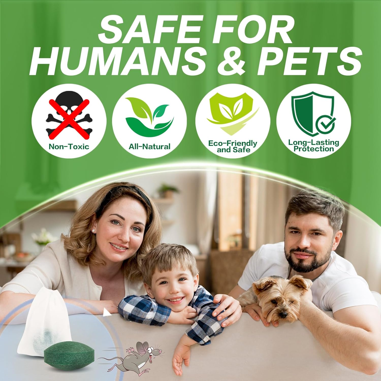28 Pack Mouse Repellent Tablets - Powerful Peppermint Oil Rodent Repellent for Indoor & Outdoor Use, Cars, Home - Also Repels Rats, Squirrels, Ants, Roaches, Spiders - Safe for Family & Pets