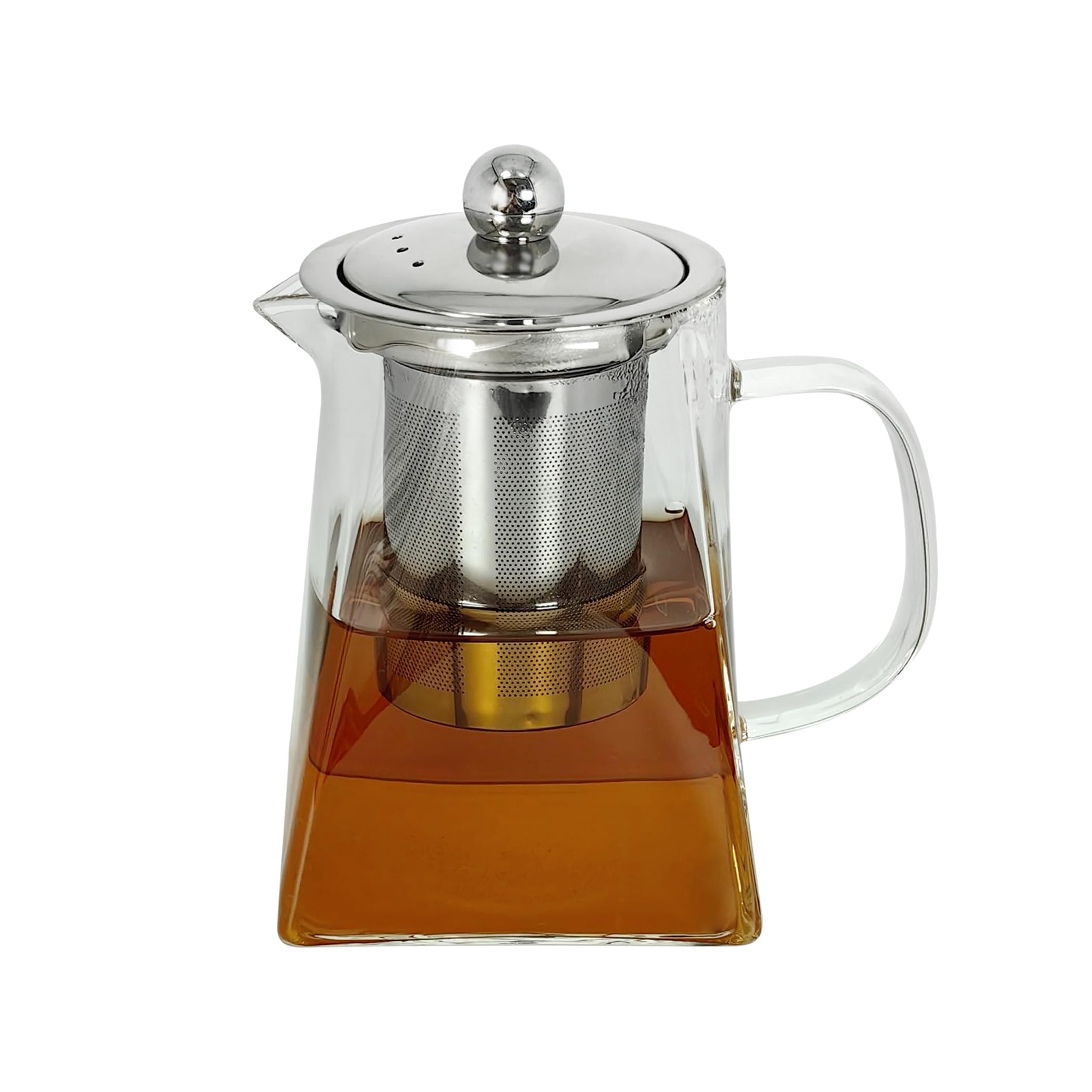 Clear glass teapot with infuser, square glass teapot, filter brewing teapot for flower tea, black tea, green tea, oolong tea or pu-erh tea TP-1 (950 ml / 32.13 Oz)