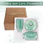3 Pcs Small Glass Vase for Centerpieces, Small Pumpkin Glass Vases Vertical Stripes Bud Vases Antique Vases Apothecary Jars for Flowers Wedding Party, Home Decor (Green)