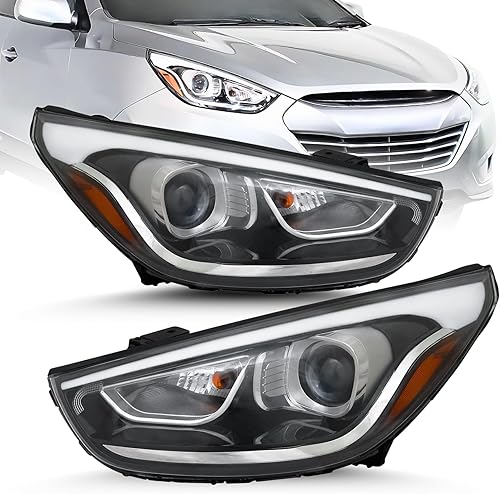 Conjunto de faros delanteros compatible con Hyundai Tucson 2014-2015 CAPA certificados, bombillas incluidas, halógeno, lados izquierdo y derecho