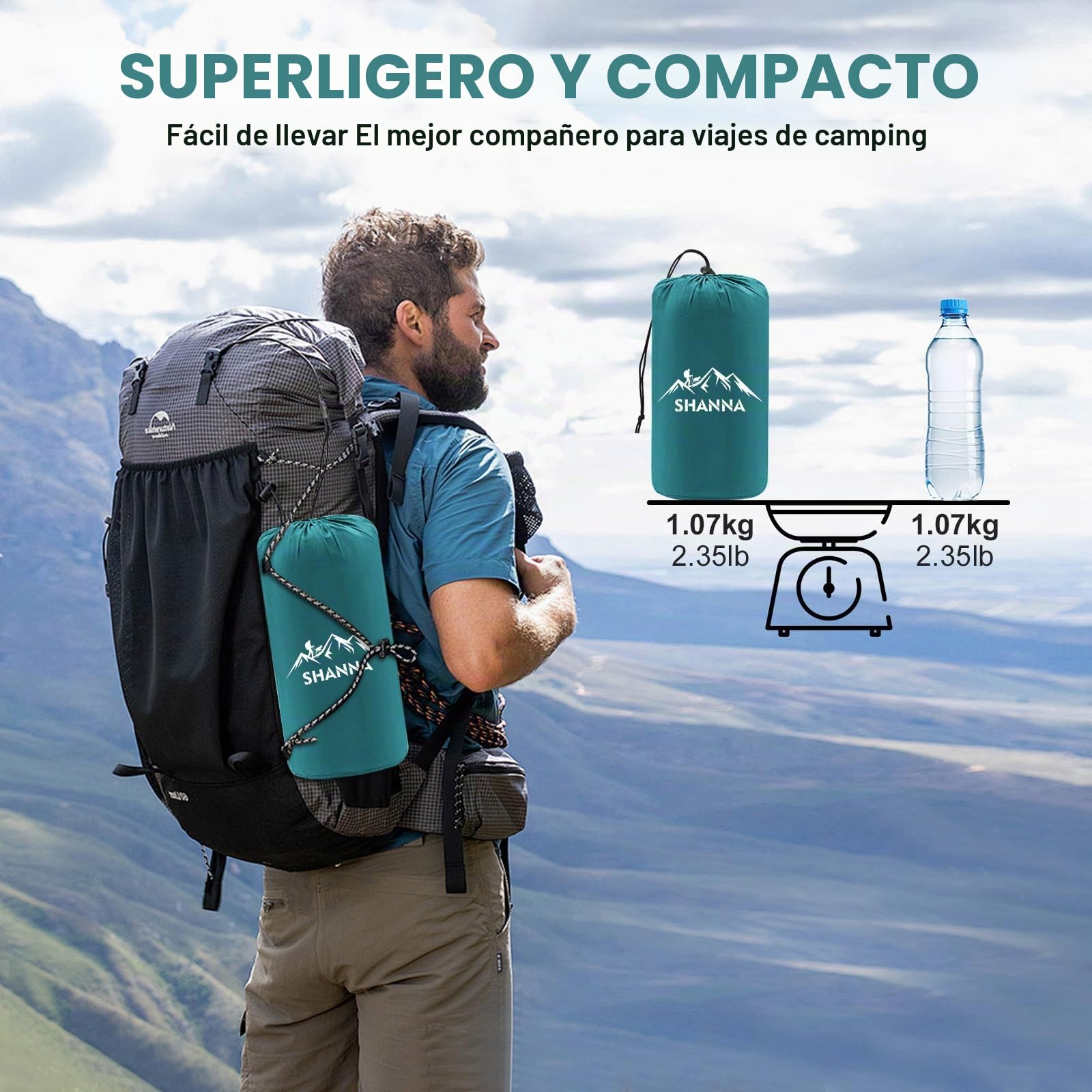 SHANNA Colchoneta De Camping Inflable Automática: Extra Gruesa 12 Cm Ultraligera Colchoneta Inflable Ligera Y Compacta con Bomba Integrada, Ideal para Camping Y Excursiones (Azul Pavo Real)