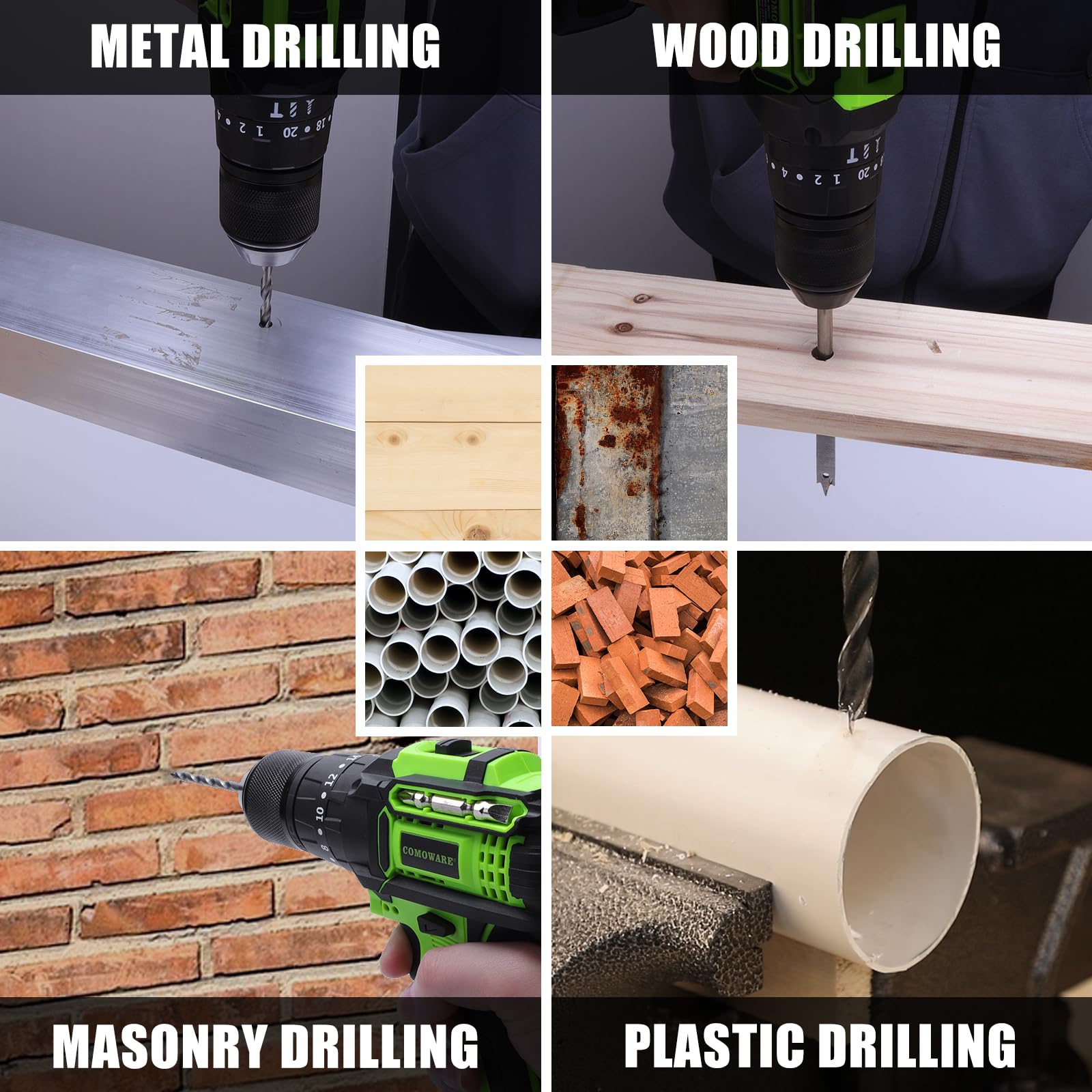 COMOWARE Drill Bit Set, 246 Pcs for Cordless Drill, Drill Driver Bit Set for Wood, Metal, Masonry, Cement and Screwdriver Bits Set Combo Kit