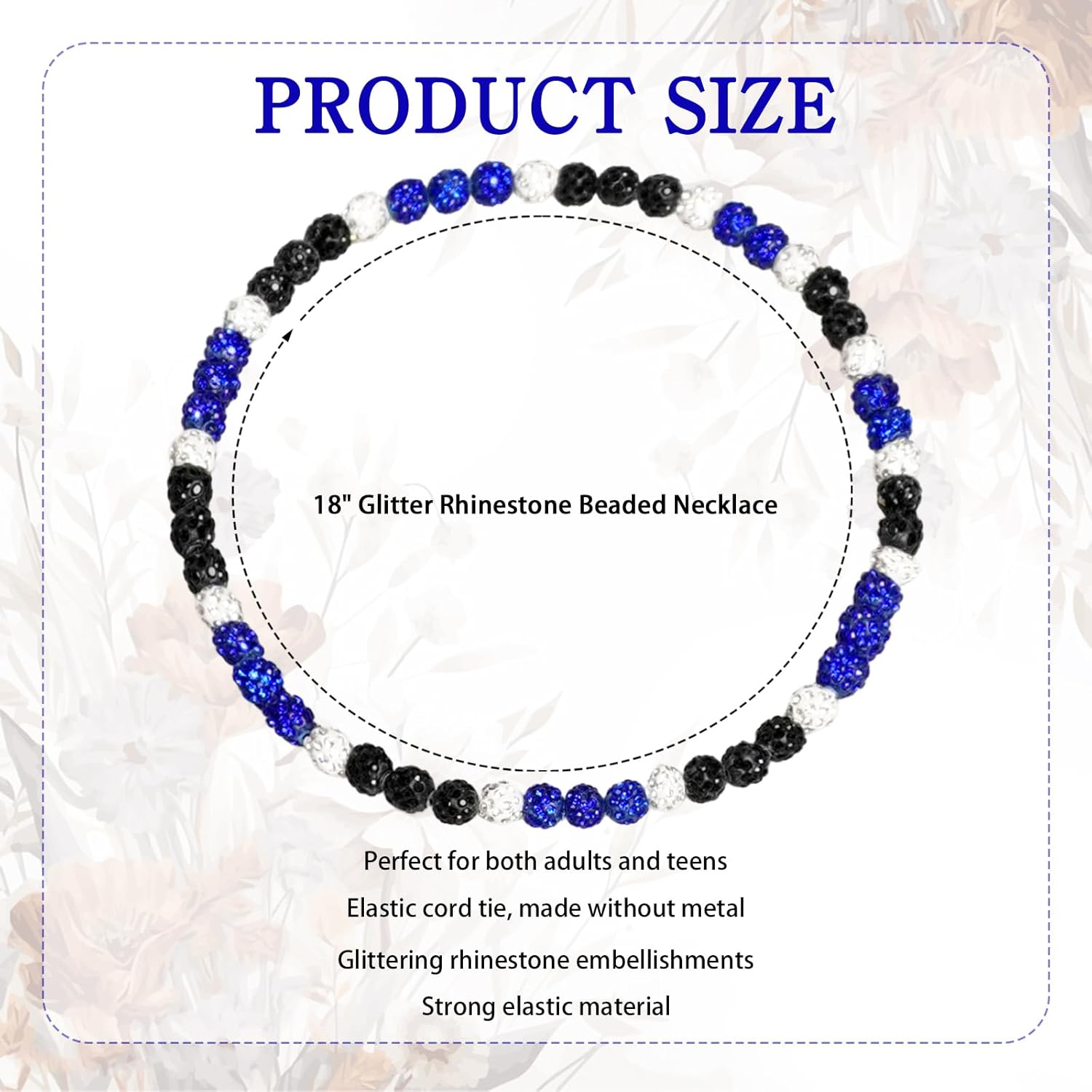 12 Pcs Baseball Beaded Necklace 18 in Bling Collection Clay Beaded Necklace Glitter Rhinestone Gifts for Men Women Baseball Team Lovers - Image 2