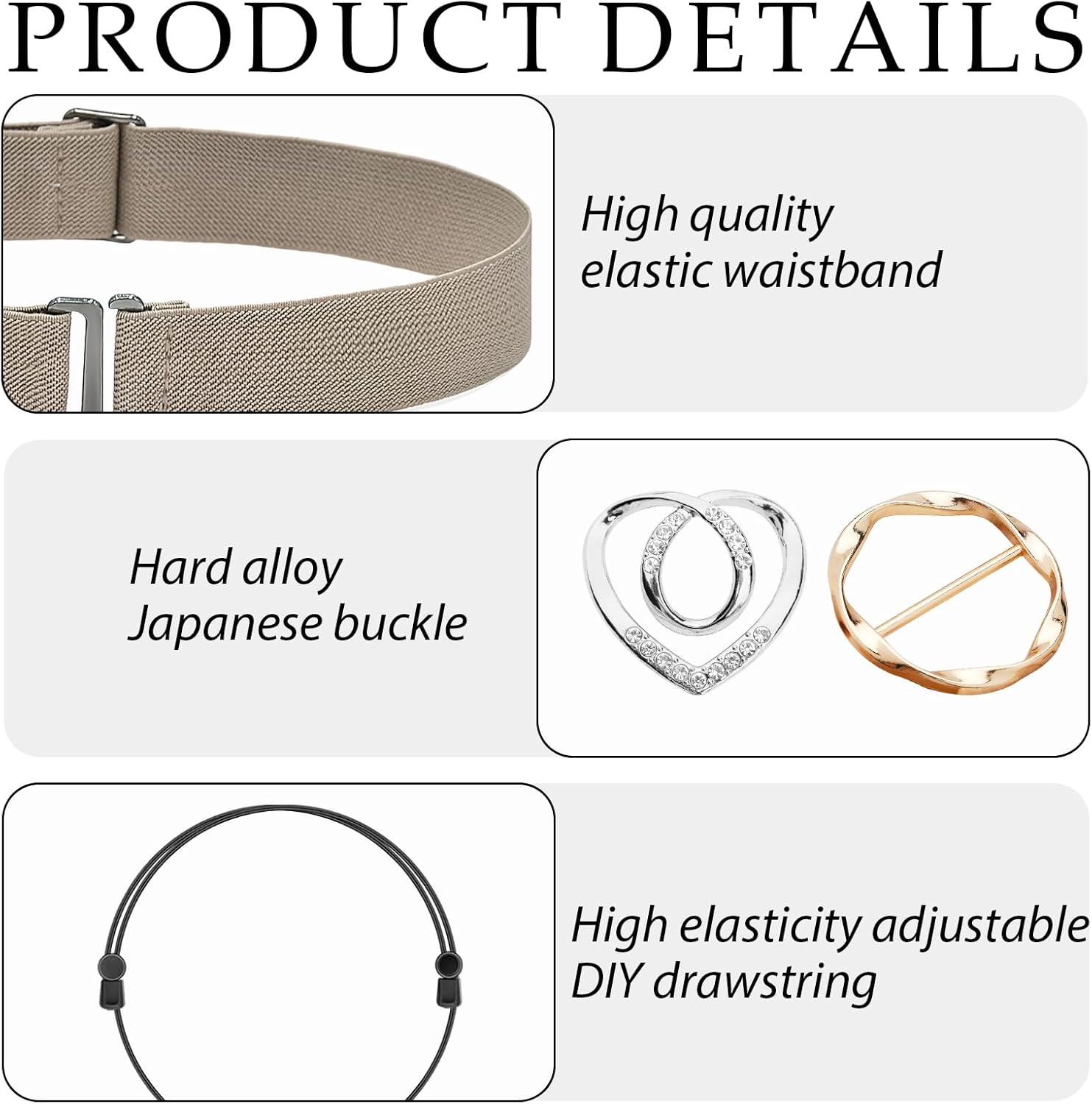 9 Pcs Crop Tuck Band Women,Elastic Shirt Tuck Band Women with Ties Clips and Straightening Clothing Rope,Adjustable Crop Top Bands Waist,for Womens Tucking Shirts Sweater Clothing Use - Image 3