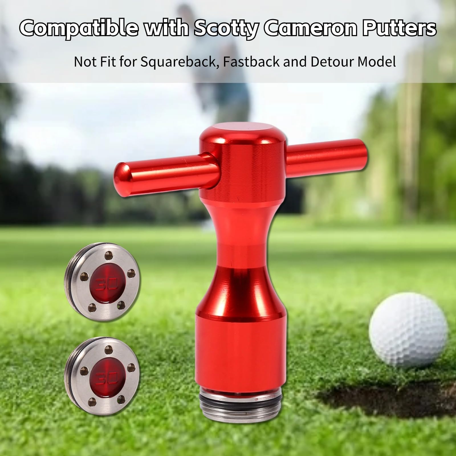 Herramienta de Llave Inglesa de Peso de Putter, 2 Piezas 25-40g Red Golf Putter Weights + Herramienta de Llave de Llave de Golf para Putters Scotty Cameron(30G)