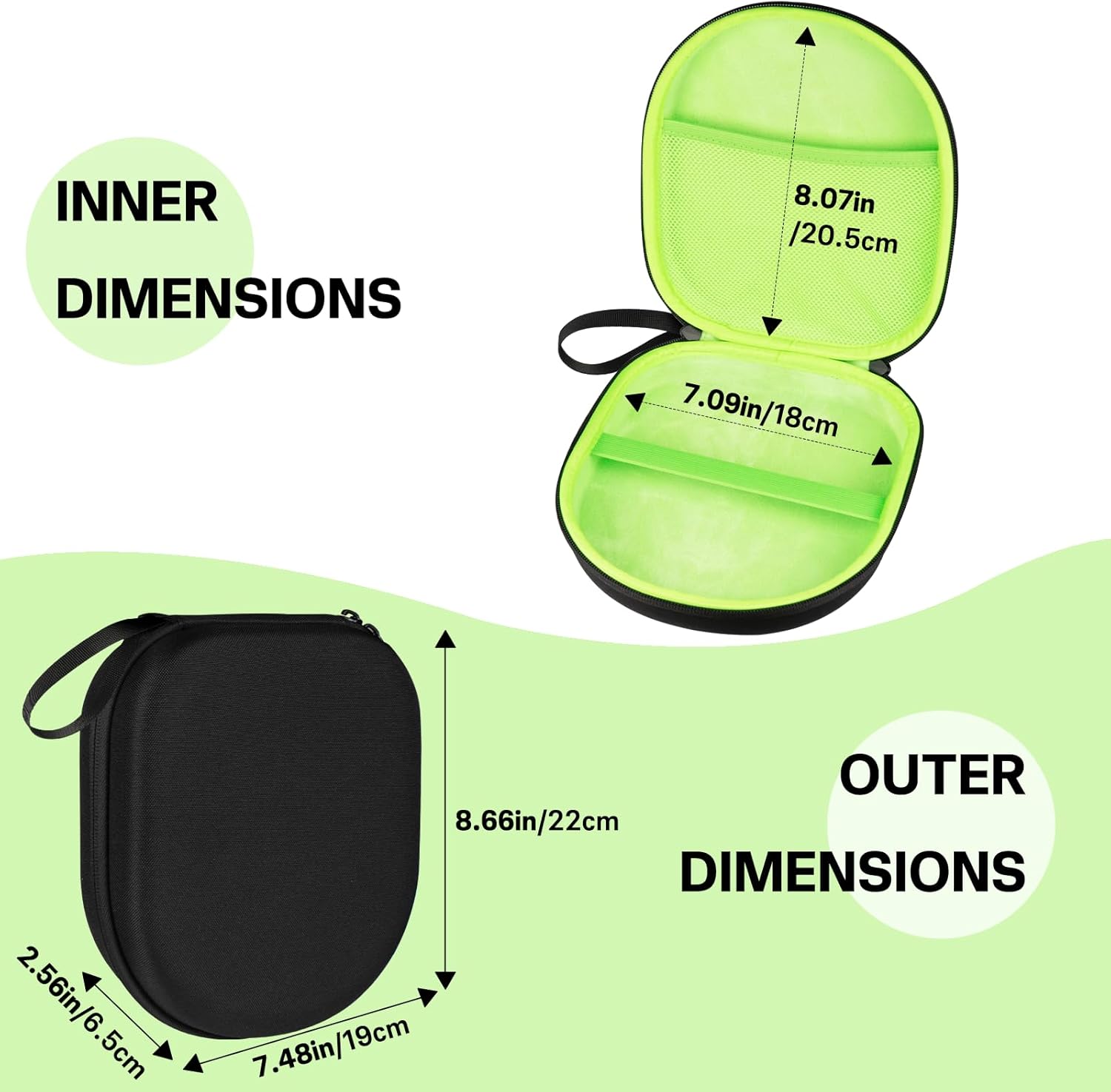 Headphone Headset Case Compatible with JBL Tune 510BT/520BT/670NC Live 460NC, with Sony WH-CH520/510 Portable Travel Carrying Wireless Headphone Case for On Ear Headphones (Green) - Image 4