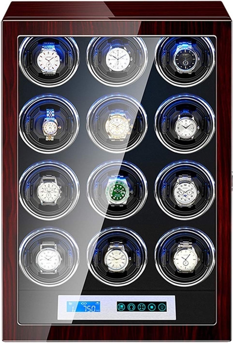 Automatic Watch Winder Box Built-in Illumination Silent Motor LCD Touch Screen Display for Men Women Watch Watch Winder Watch Box Best Gift