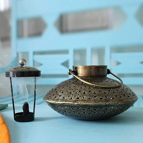 Miniatura 6 de Un regalo de inauguración de la casa  Soporte de cono antiguo  - Un soporte de incienso Dhoop con campana de latón Art Percha de hierro
