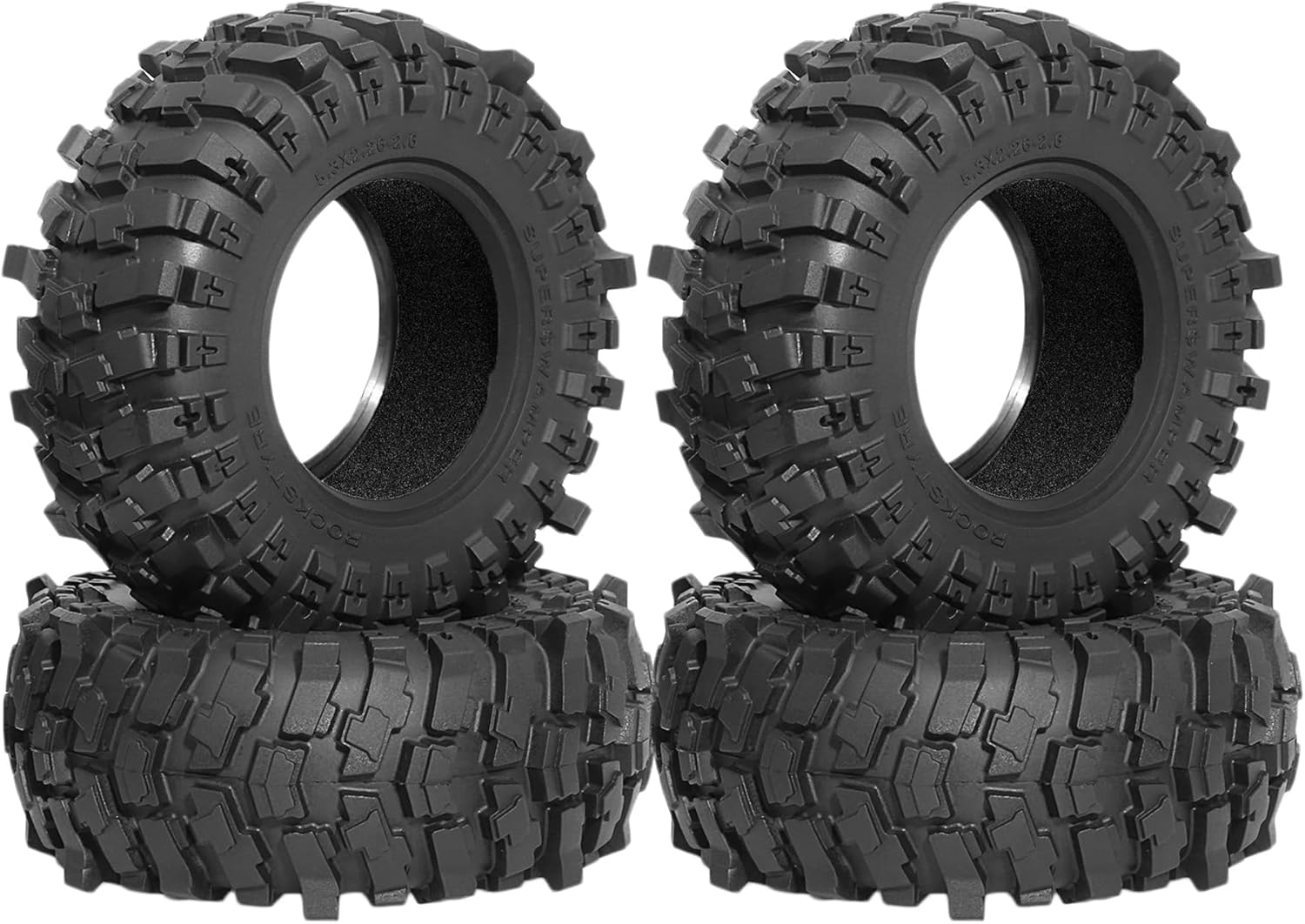 2.6 RC Crawler Tires OD 5.2" fit 2.6 Beadlock Wheels 1/10 Super Grip Soft Tyres For 1:7 1:8 Rock Crawler Off Road Turck Car Traxxas TRX4 Axial SCX10 RC4WD RBX10 MJX H8H MK07 KM4 4PCS