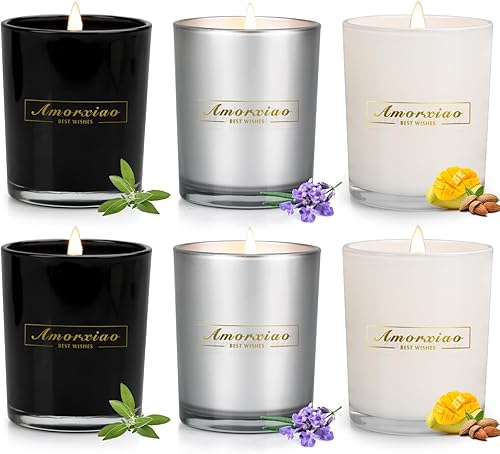 Paquete de 6 velas aromáticas para el hogar, velas para limpieza de la casa, velas de cera de soja natural de larga duración, juego de velas de