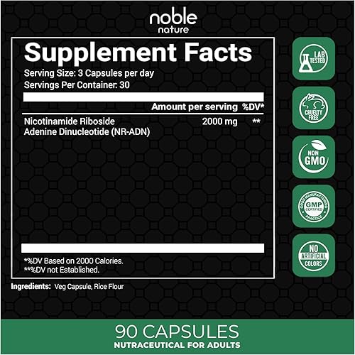 Miniatura 2 de NAD+ 2000mg - Nicotinamida Riboside Adenina Dinucleótido NAD Booster - 90 cápsulas vegetales - 30 días de suministro