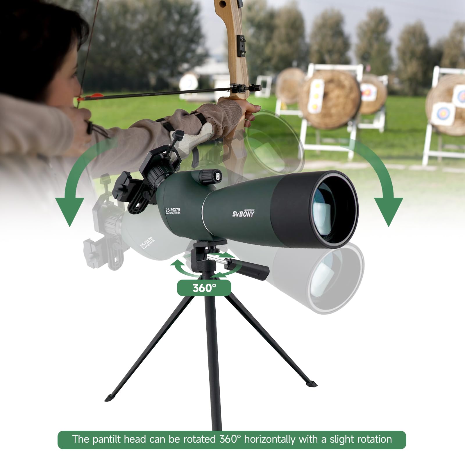 Cannocchiale 25-75x100 Con Treppiede E Adattatore Telefono - Per Caccia E Birdwatching - Foto 4