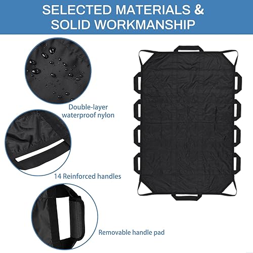 Miniatura 3 de Puholo Almohadilla de cama de posicionamiento de 60 x 40 pulgadas con asas, impermeable, lavable, para cama de hospital, pacientes, almohadilla de