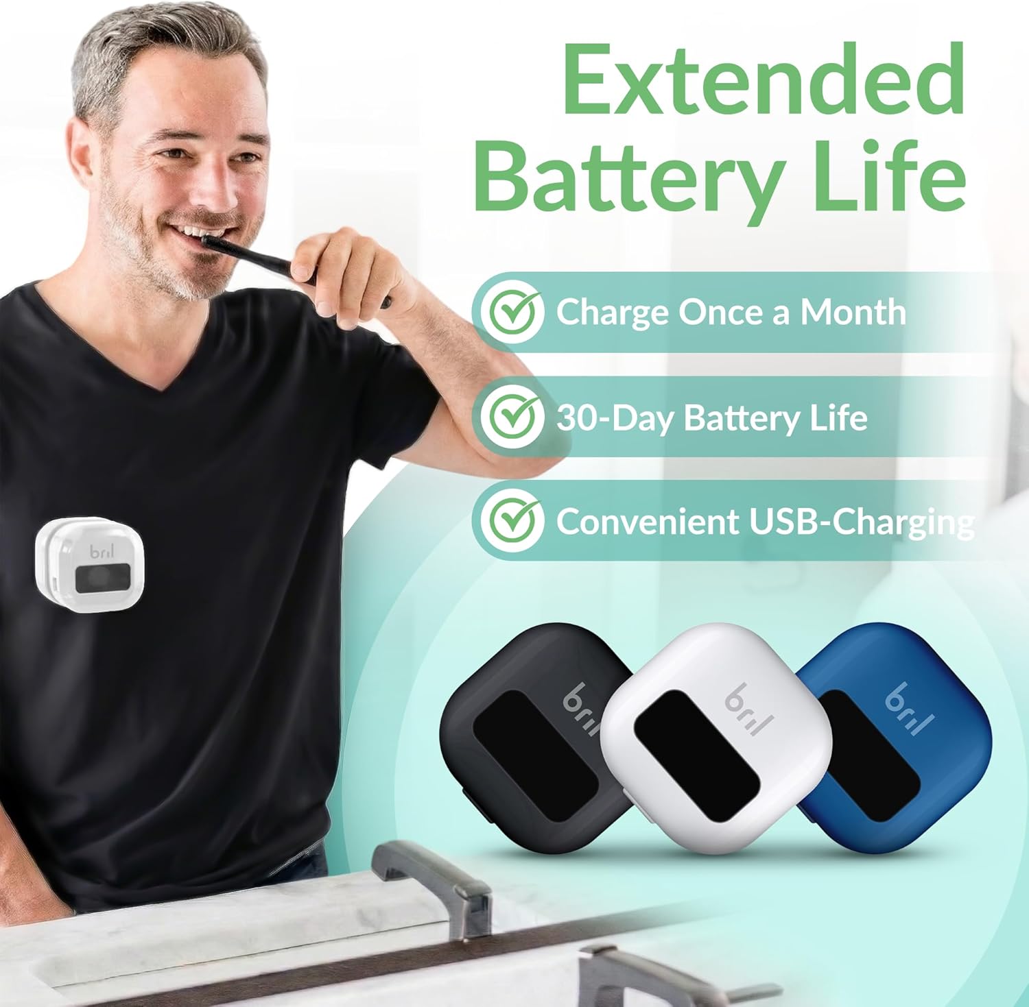 Bril UV-C Toothbrush Cleaner and Holder – Wall Mounted Toothbrush Head Cover, Electric & Manual Brush Cleaner Cover Case with Magnetic Mount, Portable, Durable, Rechargeable, Universal Fit – White