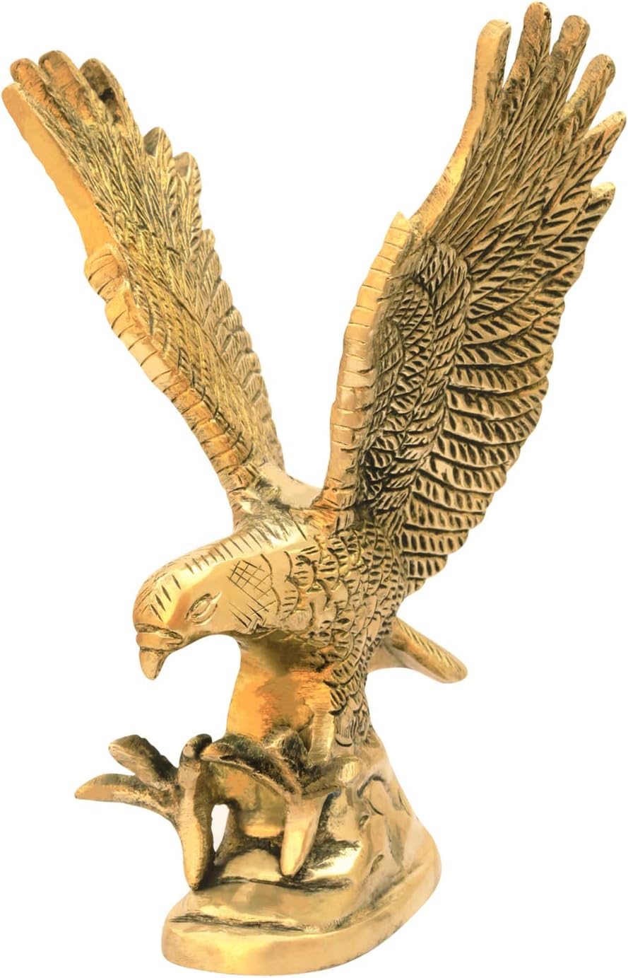 Vastu Brass Flying Eagle Statue Sculpture Decorative Garuda Statue for Home Decor | Handcrafted Showpiece | Vastu Gift Item | 5 X 8 X 15 CM | 550 Gram Approx | Pack of 1