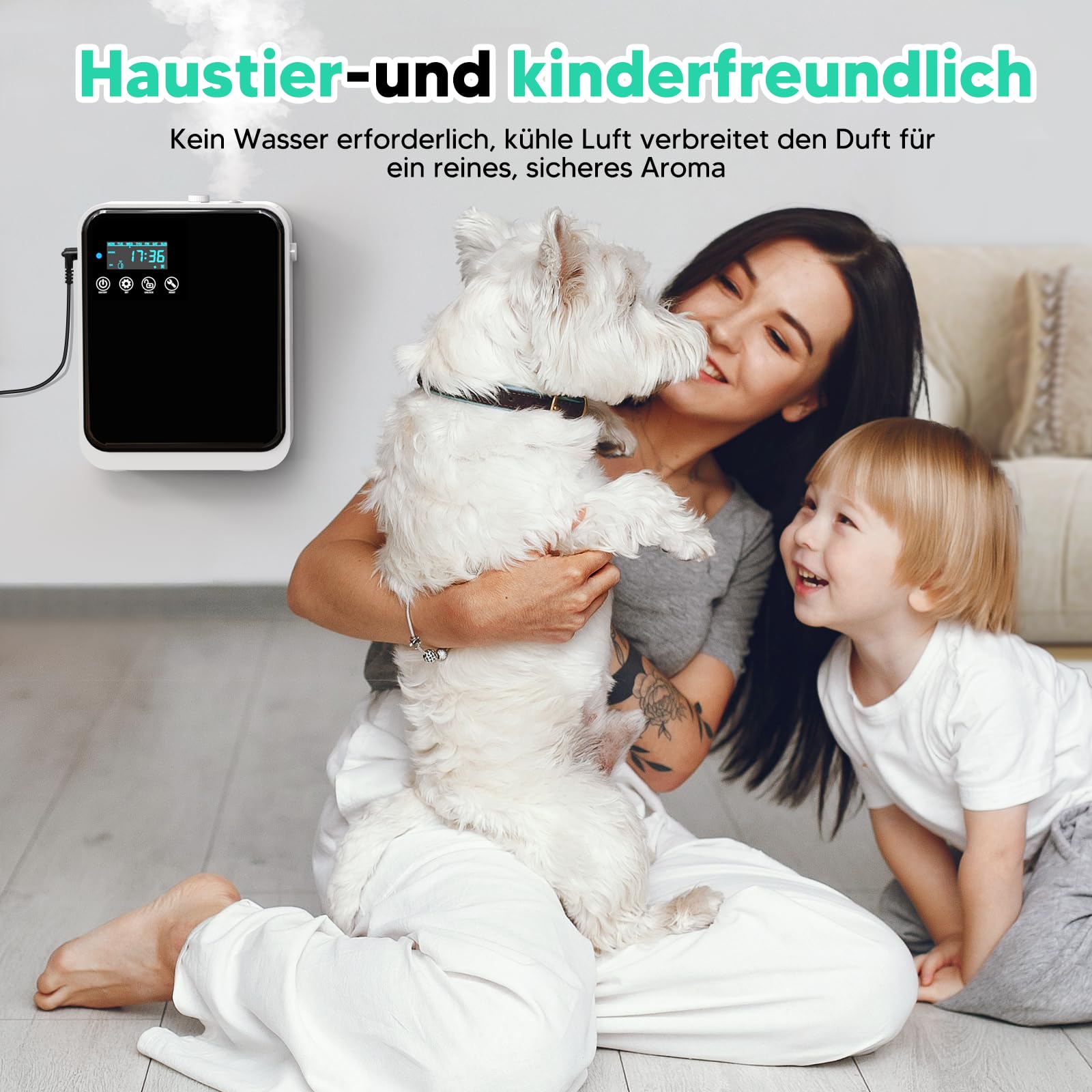 ShinePick Aroma Diffuser Wasserlos, 240ml Smart Wasserloser Diffuser für Ätherische Öle, LCD-Display, App Telefonsteuerung Aroma Diffusor Ohne Wasser Set Mit 80ml Ätherische Öle