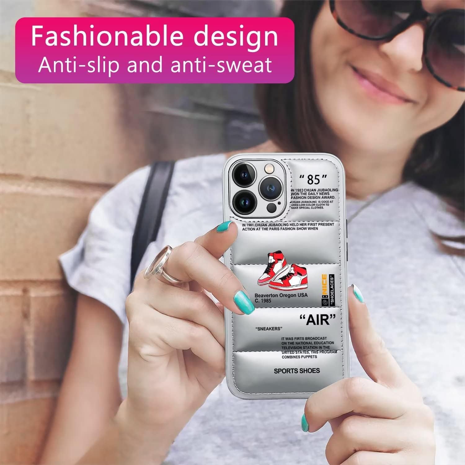 for iPhone 17 Pro Case，Cool Sports Shoes Brand Phone Puffer Case Puffy Cove, Cool Red Sneakers ins White or Black Label Pattern Soft Cover-Ultra Thin Soft Silicone Shockproof Cover for 17 pro - Image 6