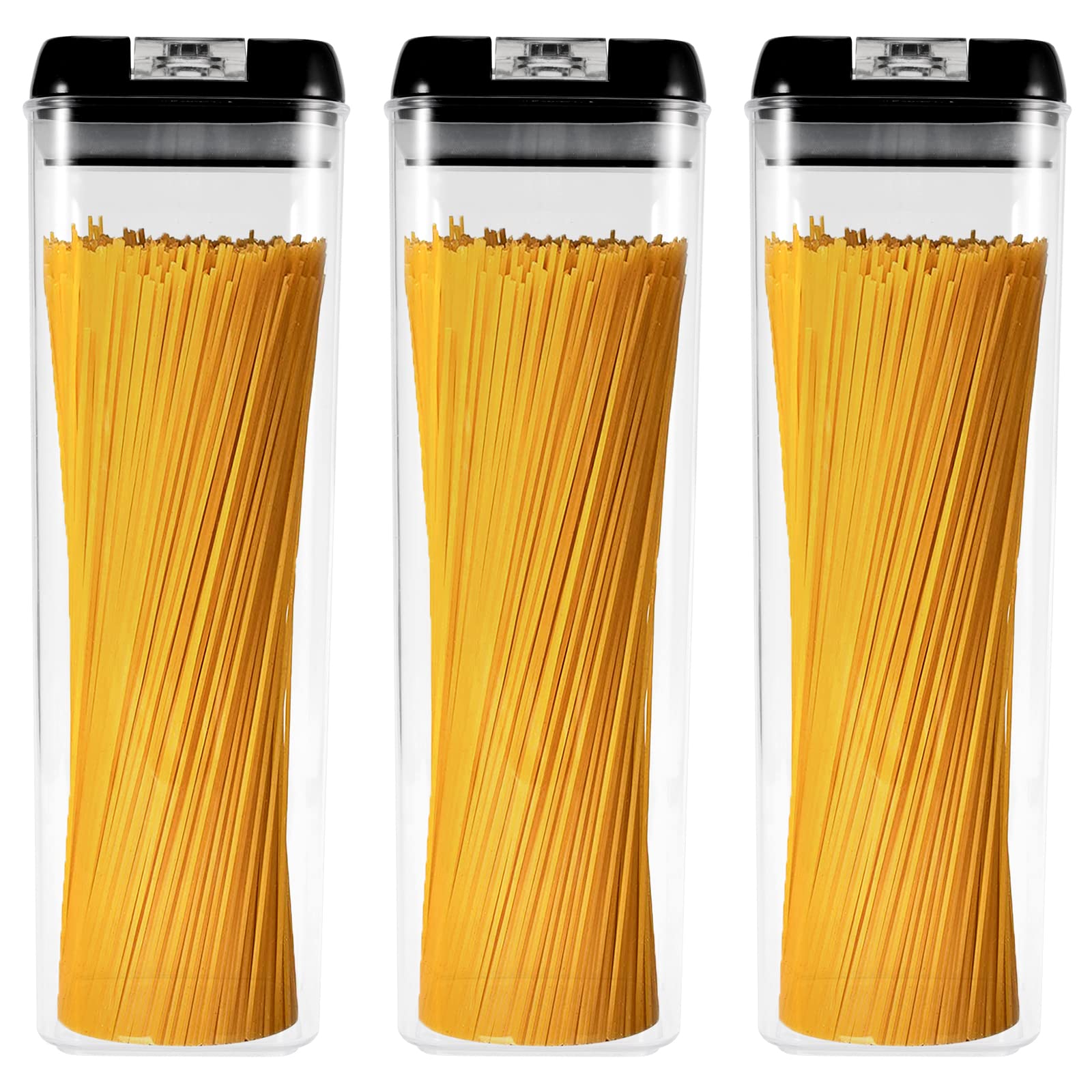 JOIKIT 3 Pack 1.9 L Pasta Airtight Food Storage Containers Jars With Lids, Spaghetti Storage Box with Lid for Cookie Flour Cereal Coffee Beans Kitchen Pantry