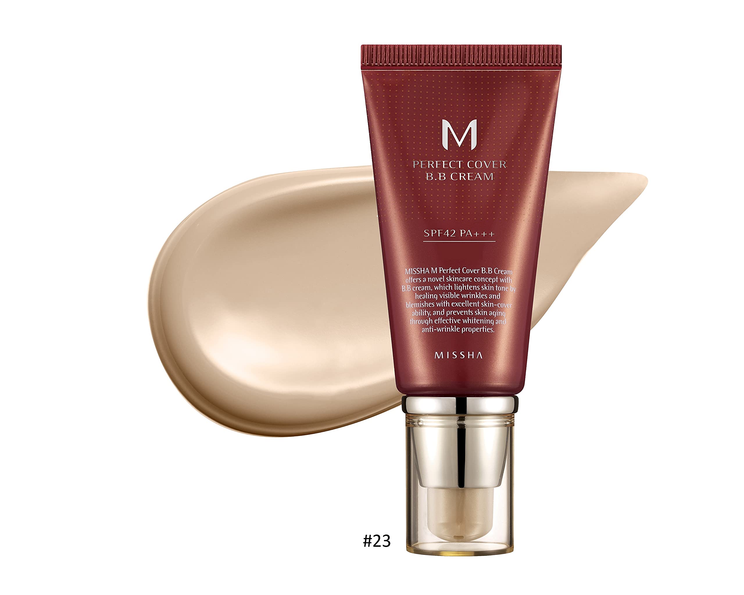 MISSHA - Perfect Cover BB Cream 50 ml | Tono #23 Natural Beige | SPF 42 PA+++ Protección Solar | Hidratación y Cobertura Natural, Natural Beige, 50 ml