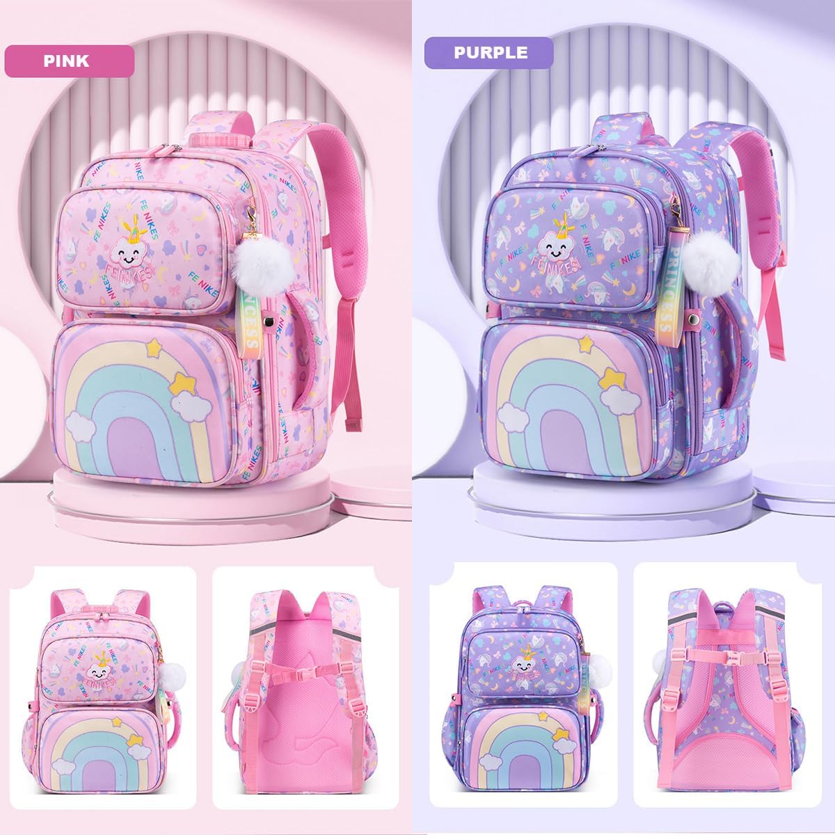 Kids Backpack for Girls School Bags Middle School Primary Over 3 Years Old