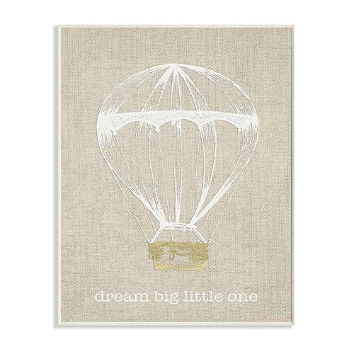 Stupell Home Décor Dream Big Little One - Placa de pared con globo aerostático, 10 x 0.5 x 15, fabricada con orgullo en Estados Unidos