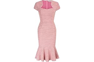 Women's Elegant Cap Sleeve Midi Tweed Shirtdress