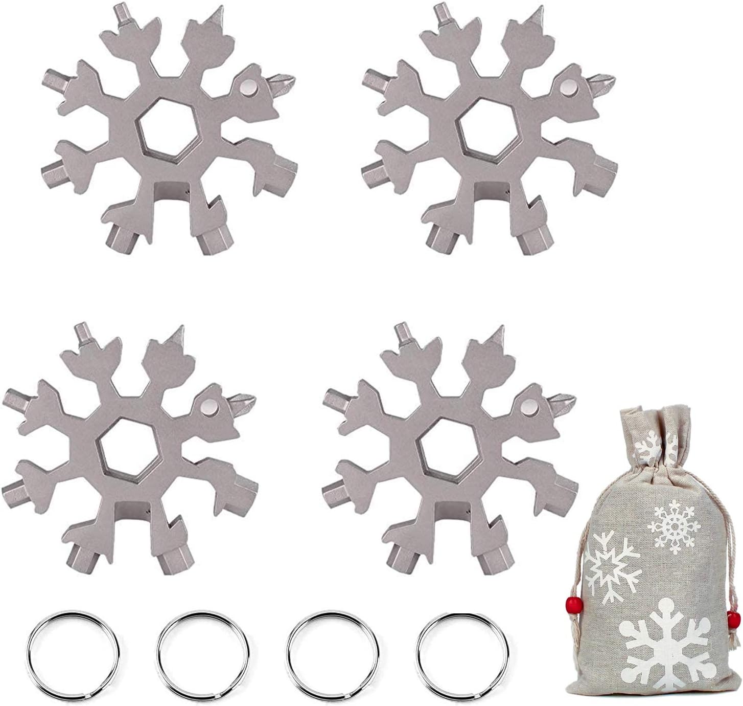 Snowflake MultiTool Stainless Steel Snowflake Keychain Tool 18in1