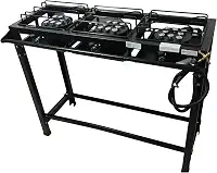 Fogão Industrial 3 Bocas Alta Pressão, 95 x 35 cm, Preto com Mangueira e Registro
