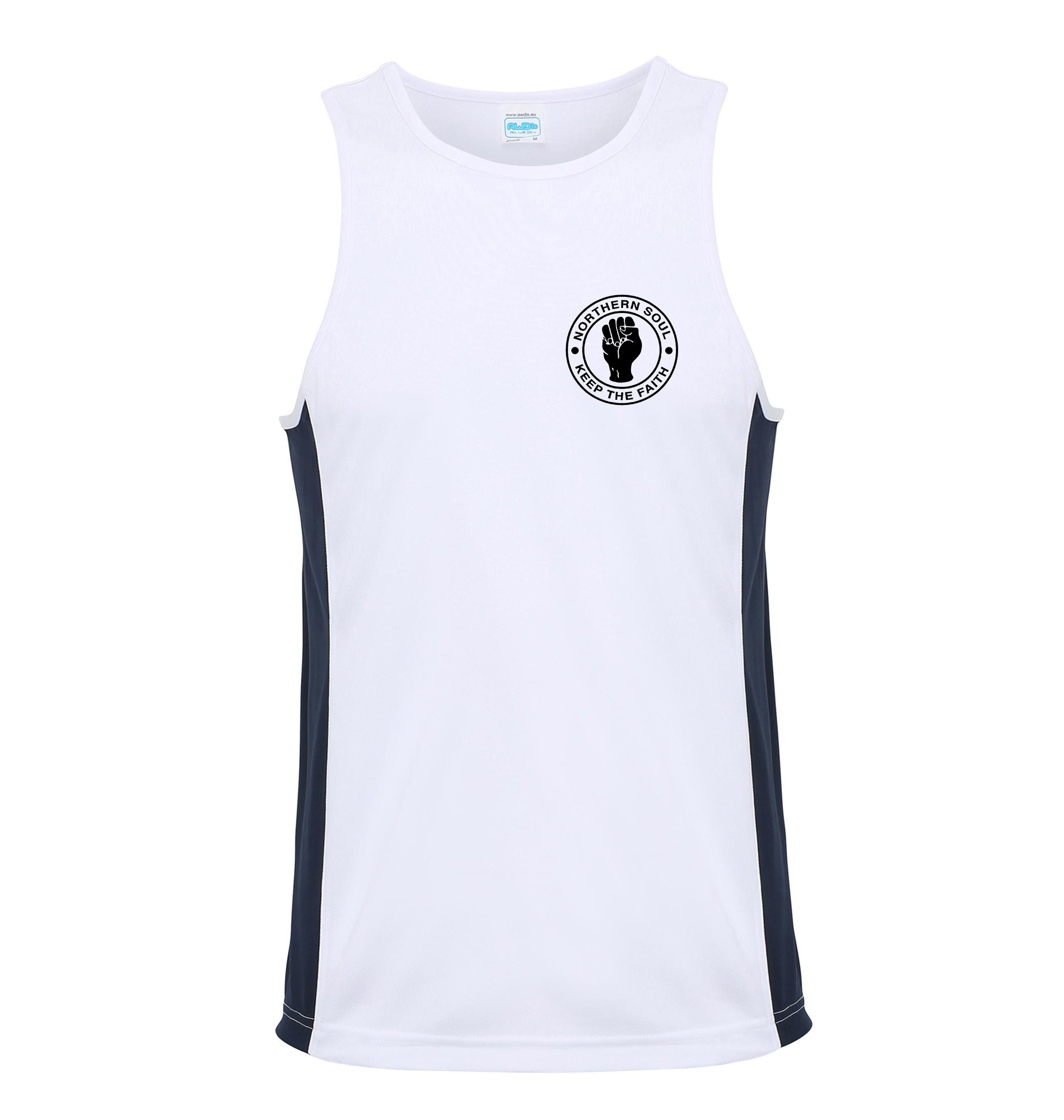 Zappatee Men's White Northern Soul Contrast Vest L