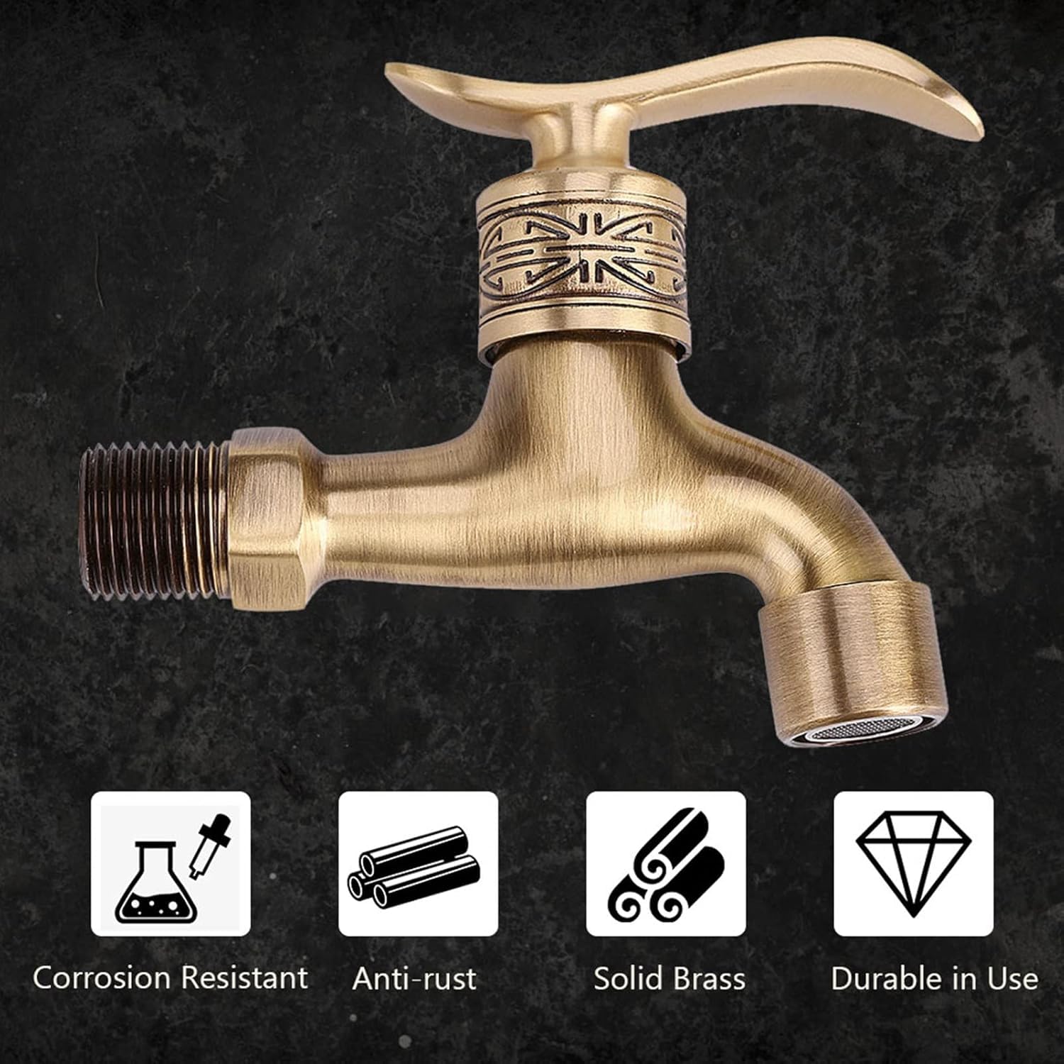 DEWIN Grifo Lavabo, Lavado Antiguo Estilo de Latón Grifo de La Máquina de Montaje en Pared de Lavandería Agua Fría Grifo del Baño Uso